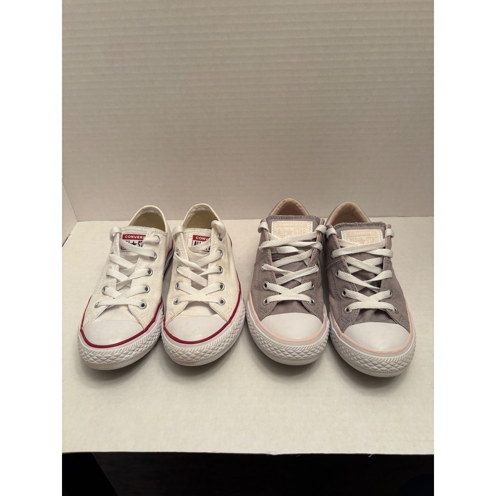 Converse All Star Low Top Sneakers Bundle White‎ and Mauve Purple 660908F Size 2